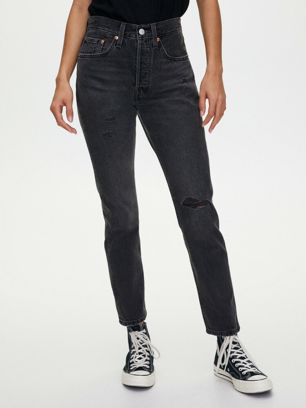 Y2K Women's High-Rise Distressed Black Levi’s 501 premiums